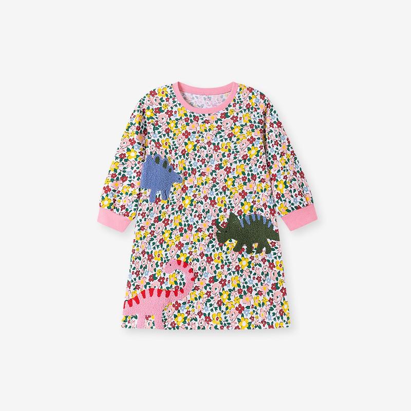 Girls Long Sleeve Cotton Dress Cute Princess Style Kids 2-7 Years