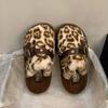 Взрыв популярности интернет-знаменитости леопардовый принт пушистые тапочки женские осенне-зимние новые толстоподошвенные плюшевые с закрытым носком полусапожки хлопковые туфли