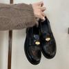 Версия из овчины~ кожаные ретро лоферы балетки женские 2025 новые британские универсальные черные маленькие кожаные туфли одинарные туфли