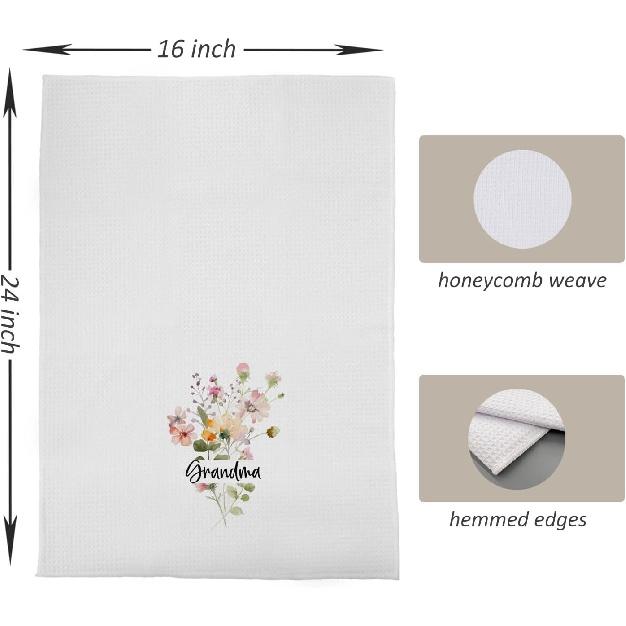 Grandma Flower Floral Kitchen Towels,Wildflower,Hand Towels,Gifts for Grandma Grandmother,16x24 Inch