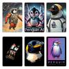 Astronaut Space Penguin Cruiser Metal Bar Decoration Designing Tin Sign Poster