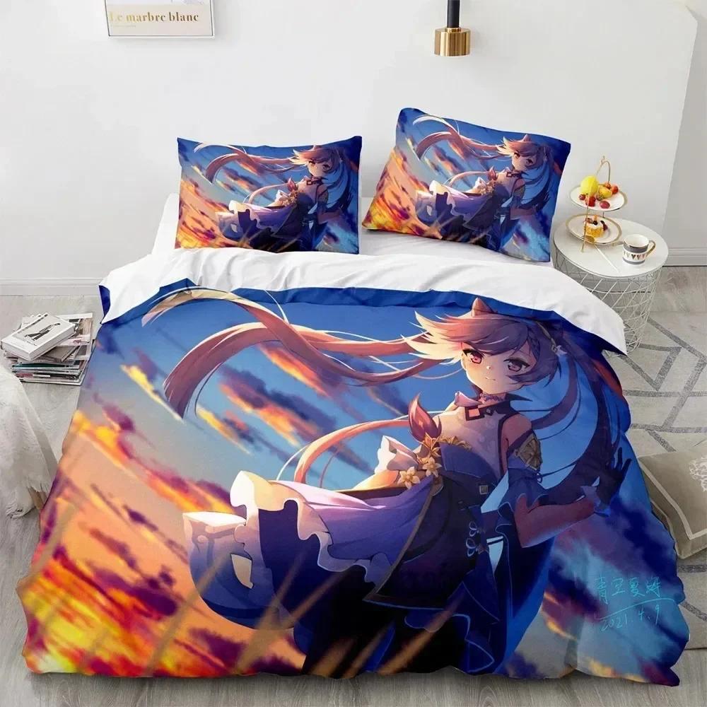 Luxury New 3D Print Anime Genshin Impact Bedding Set Boys Girls Twin Queen Size Duvet Cover Bed Kids Fashion Home Textileextile