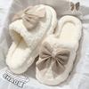 Cotton Slippers Bow Autumn and Winter Thick-soled Non-slip Indoor Lightweight Plush Warm Wool Shoes