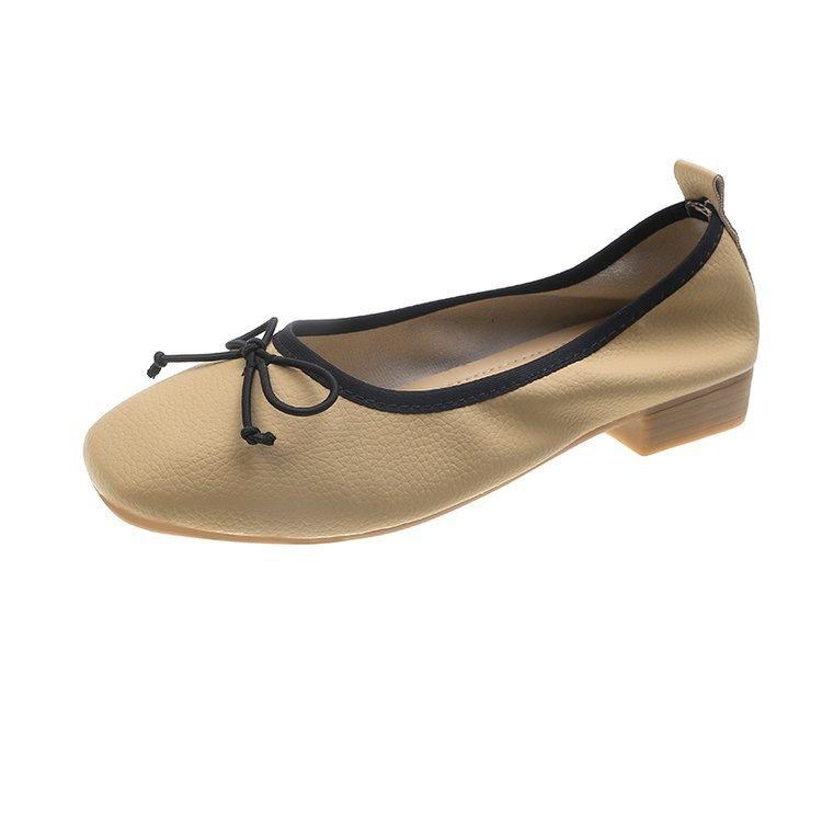 Summer Fashion Summer Egg Roll Shoes Bow Square Head Soft Sole Fashion Women's Shoes Shallow Mouth Stepping On Shit Feet