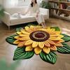 3D Sunflower Floral Plush Rug Non-Slip Backing Easy To Clean Various Sizes Living Room Rug Home Decor