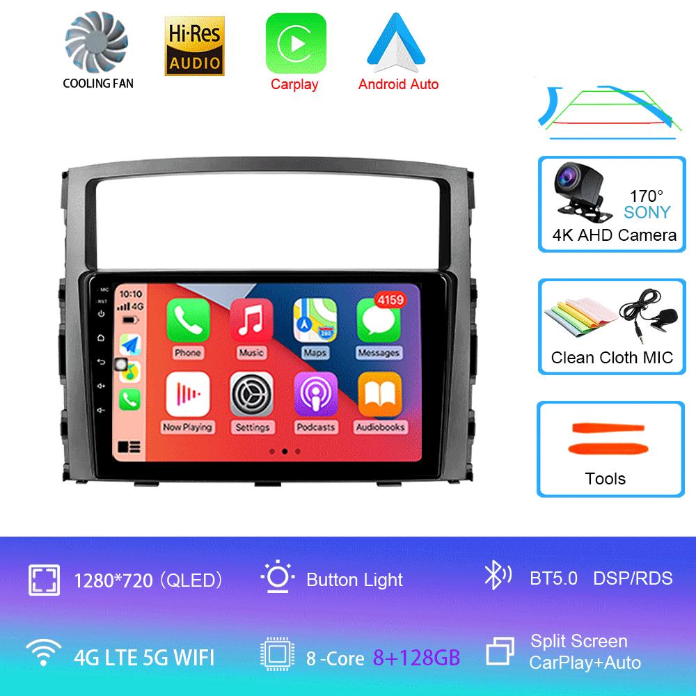 Автомобильное радио Android14 Carplay для Mitsubishi Pajero 4 V80 V90 2006 - 2014 Навигация GPS Мультимедийный проигрыватель WiFi+4G Стерео видео BT