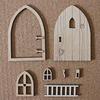 Миниатюрные аксессуары для кукол Деревянная рама Домашняя модель Украшения Кукольная мебель Двери Окно кукольного домика
