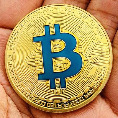 БИТКОИН Монета из Соединенных Штатов, Покрытая золотом, Покрытая серебром, Синяя, Красная, Зеленая Памятные медали, Брелок-подвеска, Декоративные золотые монеты