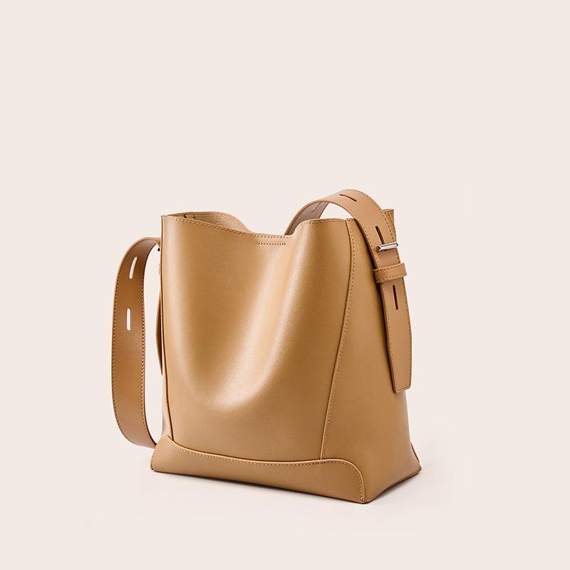 Маленькая и высококачественная женская кожаная сумка, новая сумка-ведро из воловьей кожи, сумка через плечо большой вместимости на одно плечо