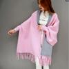 Осенне-зимний модный женский вязаный шаль с кисточками, свитер, женский однотонный пончо с рукавами «летучая мышь» и кисточками, кардиган с запахом