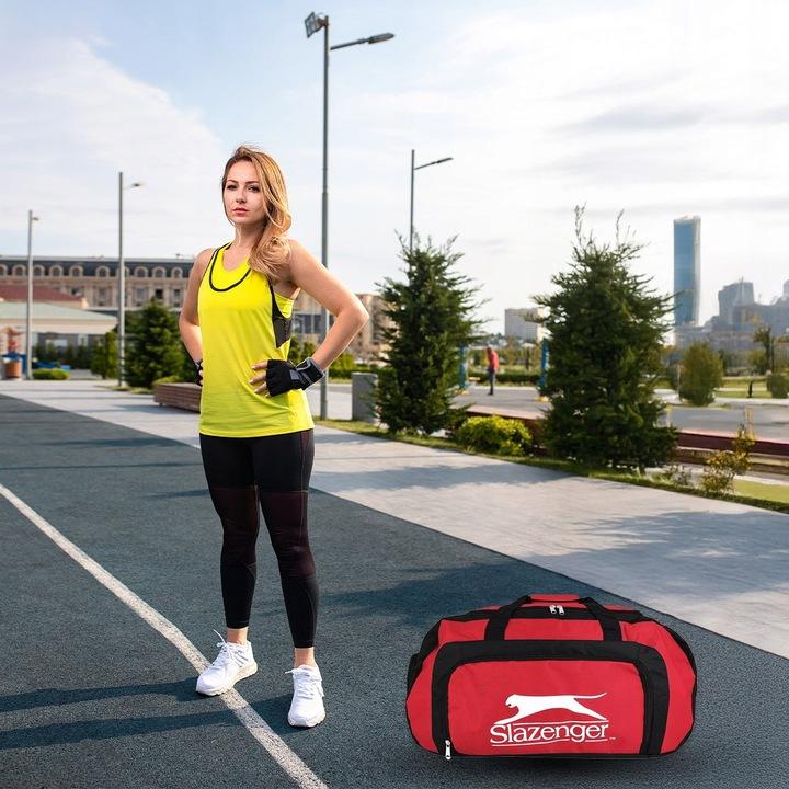 Czerwona Duża Pojemna Torba Podróżna Slazenger 50L Podróż Siłownia Praca