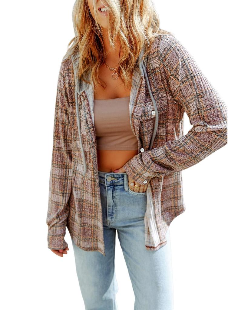 Azura Exchange Куртка с капюшоном в контрастную клетку