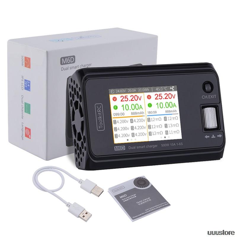 ToolkitRC M6D V3 500W 15A DC Dual Channel MINI Smart Charger Discharger For 1-6S Lipo Battery FPV Model Spare Part Replace M8