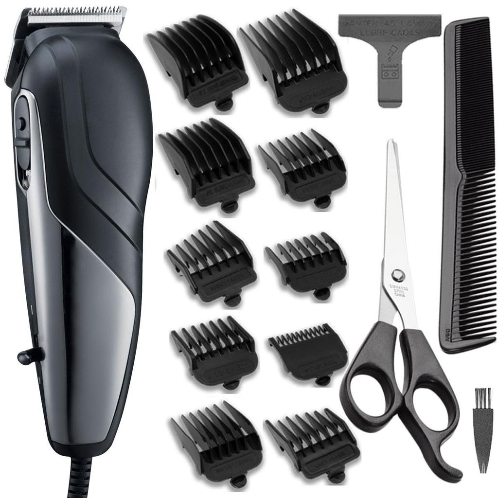 Home Haircutting Corded Clipper Kit with Adjustable Taper Lever, Combs, Scissors,and 10 Coded Guards for Easy Clipping & Trimming