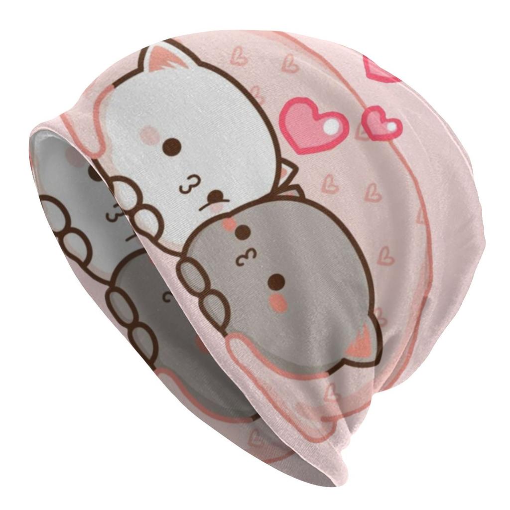 Женская шапка-бини с напуском персикового цвета на заказ, унисекс, милые моти, кот, хиппи, вязаные шапочки Skullies, шапка для уличных лыж