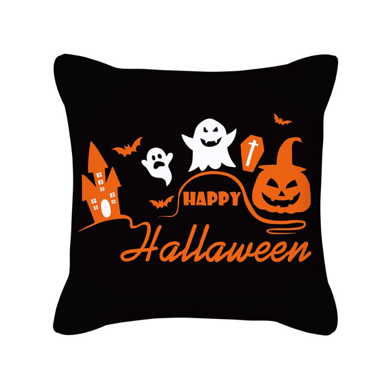 Halloween Cartoon Pumpkin Moon Bat House Decoration Pattern Pillowcase Bedroom Living Room Sofa Cinema Car Garden Pillowcase