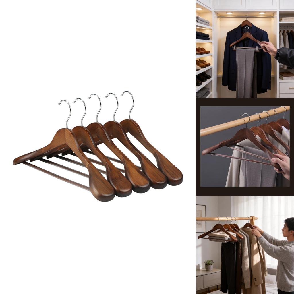 Wooden Coat Hanger With Shoulder Support For Home And Retail Use