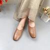 Johnature Genuine Leather Shallow Flat Shoes Round Toe Soft Sole Loafers Casual Solid Color Women's Slip-on Shoes