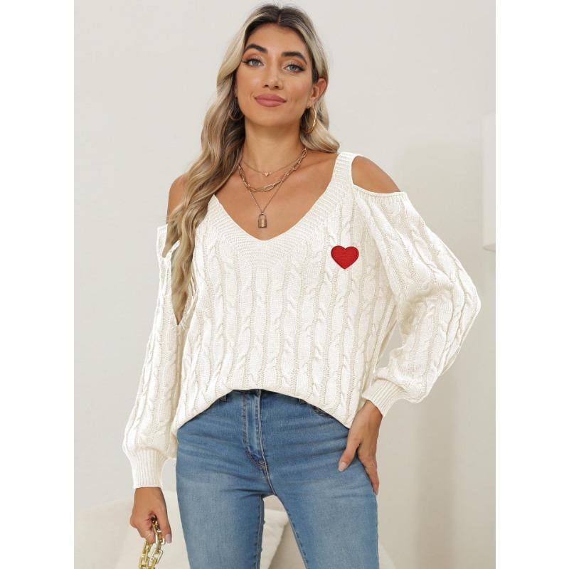 Женский осенне-зимний глубокий V-образный сексуальный свободный свитер без бретелек