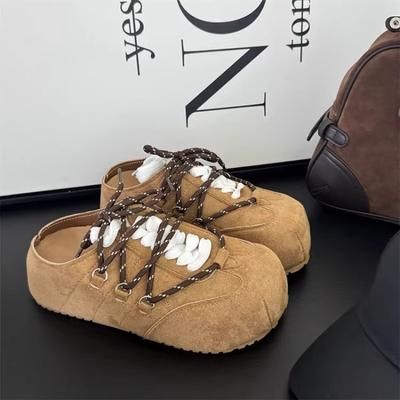 Женские летние новые кожаные туфли-шлепанцы Баотоу на платформе, увеличивающие рост, универсальные ретро полушлепанцы женские