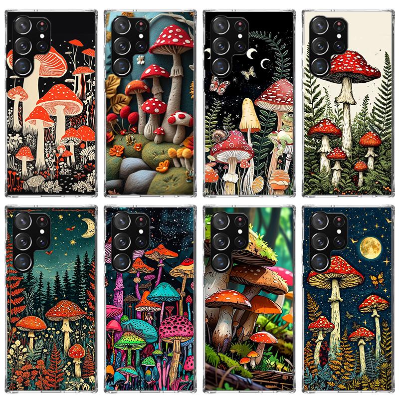 Colorful Mushroom Phone Case For Samsung Galaxy S23 S24 S25 Edge S26 Ultra S22 + S21 Plus S20 FE Cover Silicone Print Shell Gala
