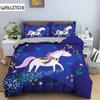 Unicorn Duvet Cover Set Cartoon Animal Bedding Set Single Twin King For Kids Girls Polyester Romantic Theme Star Comforter Cover