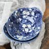 Blue Ceramic Plate Cherry Blossoms Seasoning Dish Dipping Bowl Snack Dish Snack Tray Dessert Plate Taste Dishes Decorative Bowls