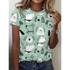 Summer Round Neck 3D Cute Dog Pattern Print Top Fashionable Casual Short Sleeved Women's T-shirts