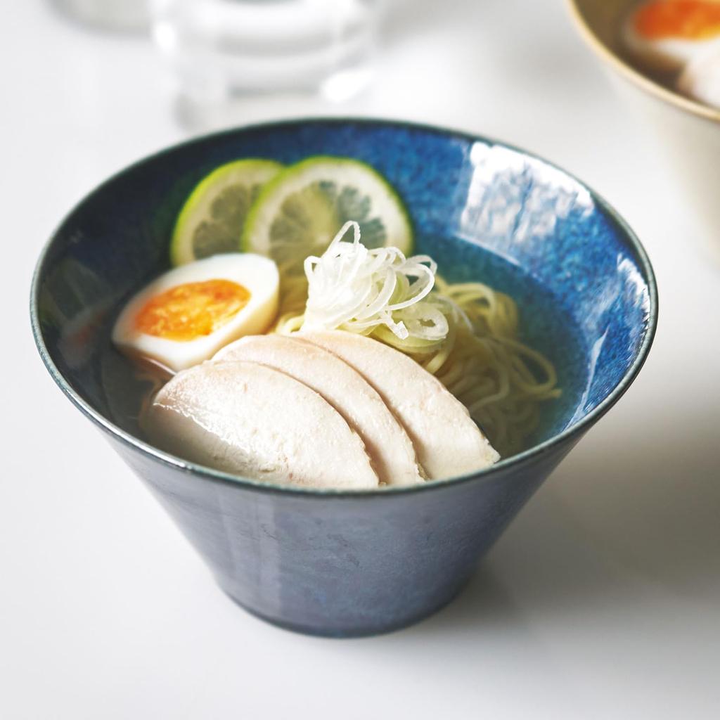 Aito Manufacturing Tableware Dishwasher Microwave Ramen Diameter Approximately 17cm x Depth Minoyaki Stylish Set of Blue Made in Japan "Natural Color"