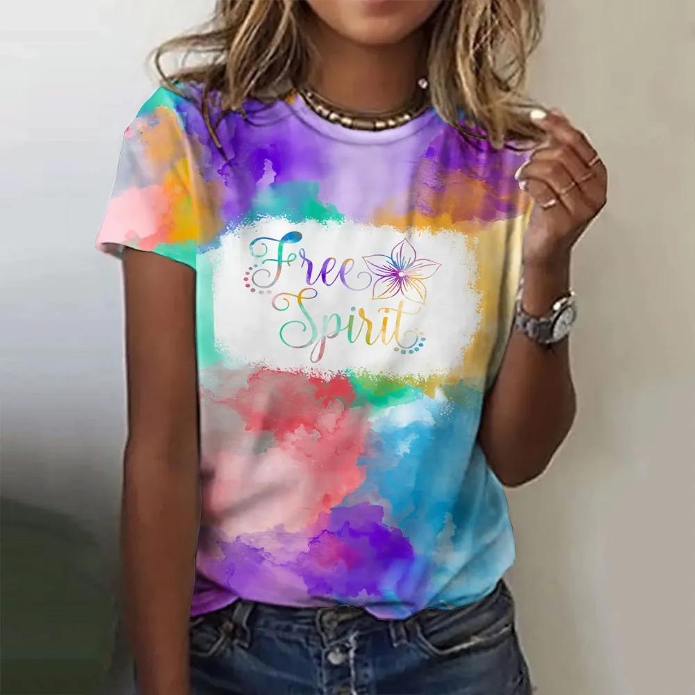 Летняя женская мода футболка мода цветочный узор O-образный вырез топы футболки женская одежда с коротким рукавом женская повседневная уличная одежда