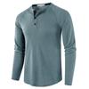 Men's Long Sleeve Pullovers Soft Comfortable Slim Fit Autumn Winter Undershirt Henry Neck Solid Color Button Up