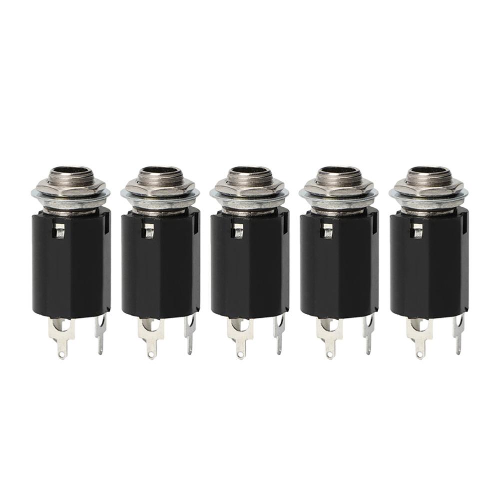 Guitar Stereo Output Plugs Solid 5pcs Guitar EQ Jack Socket 6.35mm Jack Stereo Pickup Female Output Socket Plug