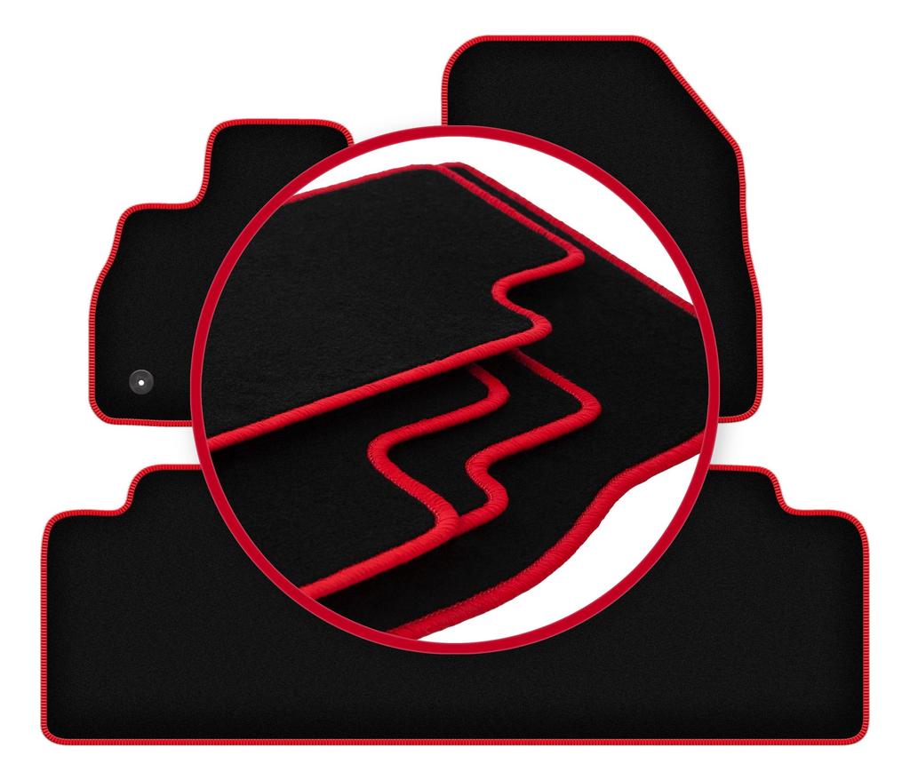 Velour floor mats with red edge for: Renault Espace V minivan (2015-)