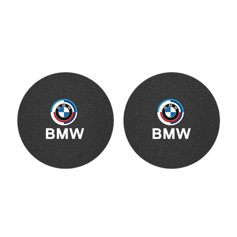 BBIS5 2Pcs Car Coaster Water Cup Mat Non-Slip Pad For BMW Performance E93 G30 E92 E53 F40 F10 F20 F30 X6 E34 E61 E60 E39 E28 X3 X1 X4