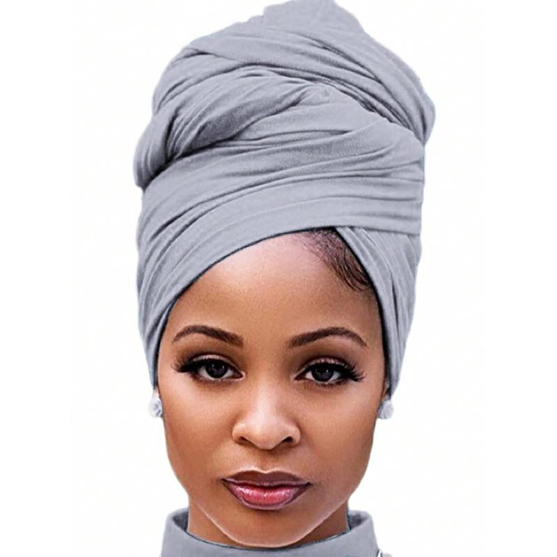 1 Piece Stretch Head Wrap Scarf Stretchy Turban Long Hair Scarf Wrap Solid Color Soft Head Band Tie For Women Headband Soft Hijab For Abaya