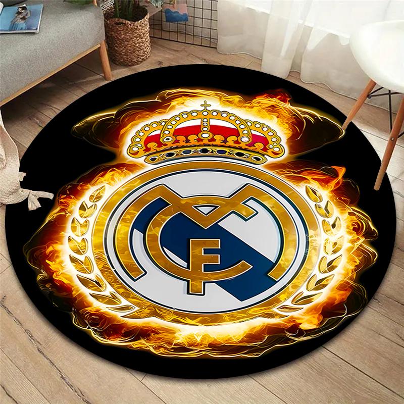 Круглый ковер Real Madrid CF, Ковер для гостиной, спальни, дивана, игровой комнаты, Декор, Нескользящий коврик для пола