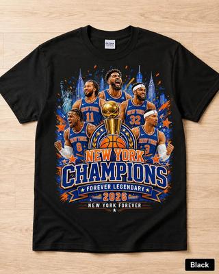 Сине-оранжевая футболка с графическим принтом championship команды Knicks