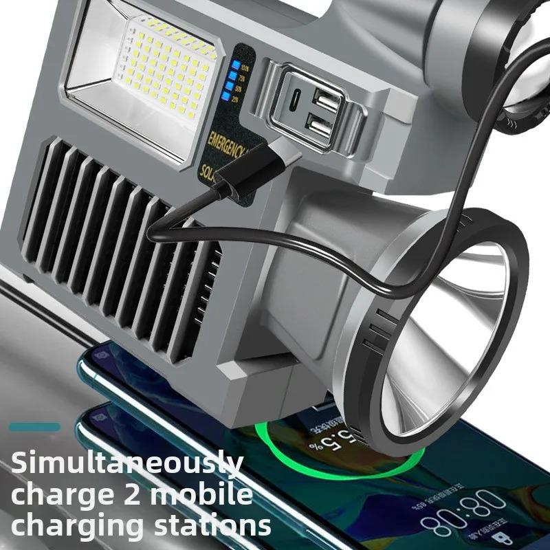 Ручной фонарь с многофункциональным дисплеем на солнечной батарее для улицы, портативная камера-фонарик, туристическое снаряжение, перезаряжаемый фонарик Type-C