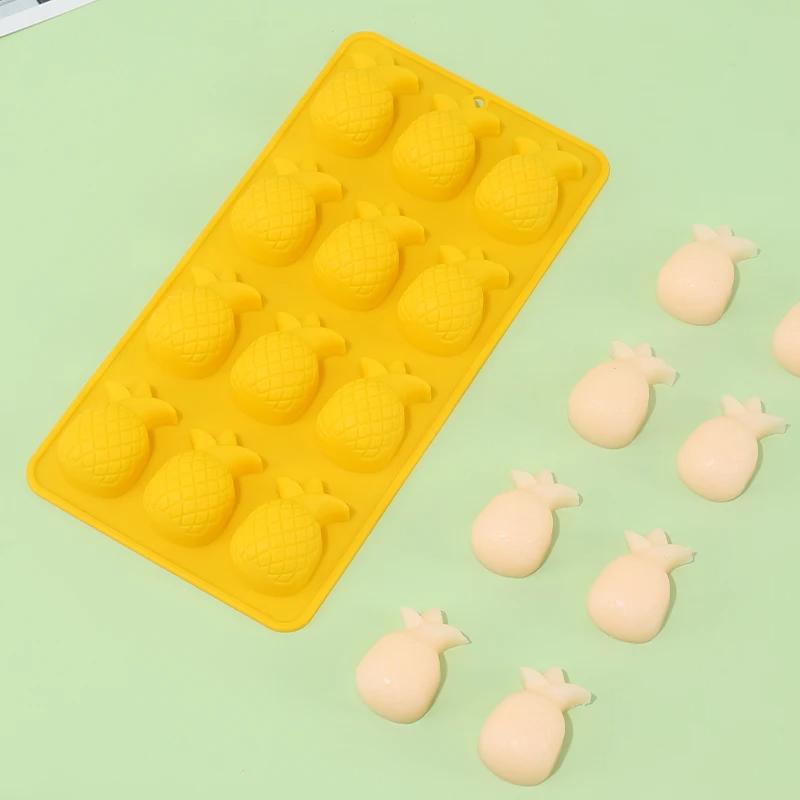 Silicone Mold 12 Hole Pineapple Ice Cube Maker Ice Tray Chocolate Cake Cookie Mousse Muffin Baking Moulds DIY Candle Soap