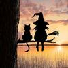 Garden Corner Sign with Witch Silhouette for Yard Decor