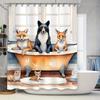 Причудливый декор ванной комнаты: Лисы, купающиеся в роскоши, 3D-печатная шторка для душа для украшения дома, белая, оранжевая, красочная, животная при