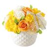 Poppy Nagoya Soap Bubble Artificial Bouquet Comes with Clear Yellow Flowers, Flowers, Flowers, Gifts, Presents, Pot, Roses, Ceramic, Approx. 17cm,