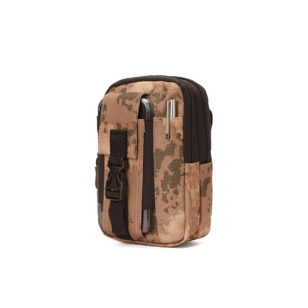 Men's Black Water Resistant Tactical Waist Bag With Belt Strap And Phone Compartment (outdoor, Work) (18x11 Cm)