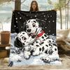 VIKAMA Snowfield Dalmatian Pet Flannel Blanket for Winter Picnic Car Travel,Sofa Bed Nook Decor Nap Blanket Xmas Holiday Gift
