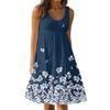 Модное женское летнее повседневное цельное платье без рукавов с круглым вырезом и цветочным принтом