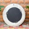 Wooden Carved Round Wall Mirror-Distressed White Finish Mirror, Boho Wall Decor, Indian Accent Mirror for Bedroom or Living Room Home Decor