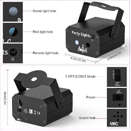 Огни для вечеринок DJ-сценические огни для дискотек, звуковая активация с дистанционным управлением для наружных и внутренних украшений Танцевальный караоке Подарочный паб