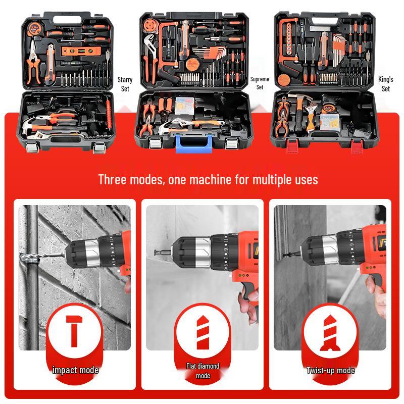 Многофункциональный набор инструментов электрика с дрелью и отвертками