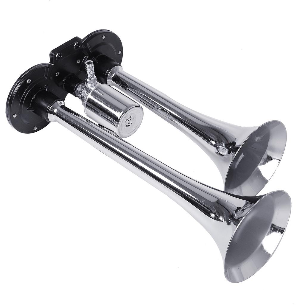 12В/24В Двухтональный пневматический гудок 600 дБ Автомобильный гудок Супер громкий Компрессор Автомобиль Грузовик Лодка Поезд Гудок Клаксон для Авто Звуковой сигнал