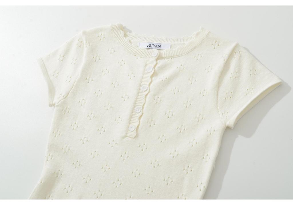 European & American Style Women's Solid Color Knit Short Sleeve Top 26021 - Summer 2026 Collection.